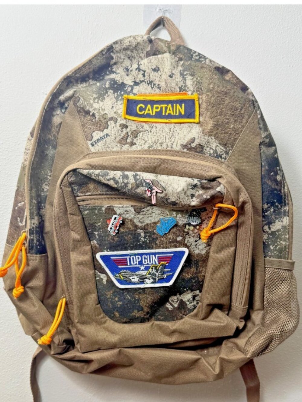 Top Gun Captain Blue Angels Camo Backpack with Pins